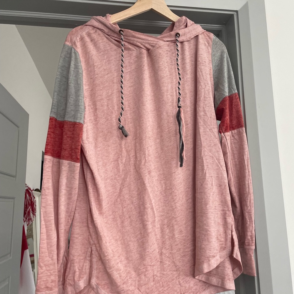 Pink sweatshirt with stripes